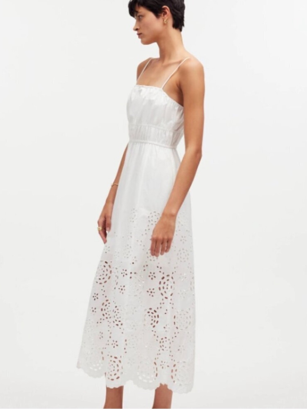Madewell Embroidered Eyelet Poplin Dress Size 12 - Picture 2 of 11